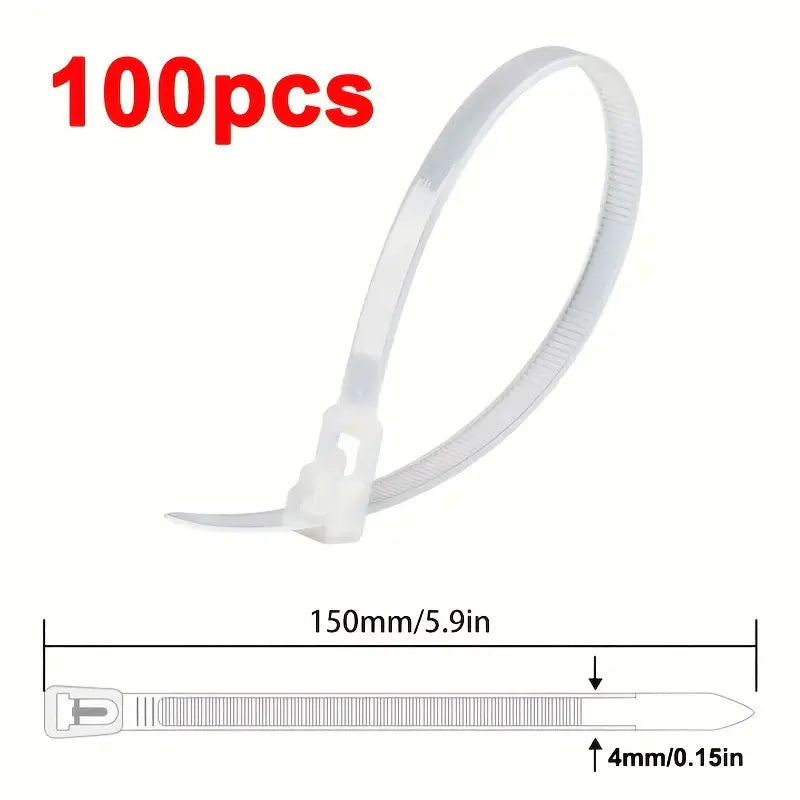 100pcs Reusable Nylon Cable Ties