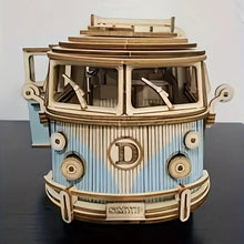 Load image into Gallery viewer, Vintage Car Blue Wooden Puzzle Recreational Vehicle Wooden Car Model v
