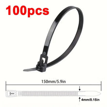 Load image into Gallery viewer, 100pcs Reusable Nylon Cable Ties
