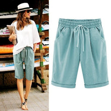 Load image into Gallery viewer, Women Summer Shorts Lace Up Elastic Waistband Loose Thin Casual Pants
