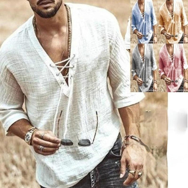 Summer Men Casual Shirts Man Linen Tops