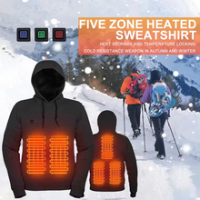Load image into Gallery viewer, Unisex 5 heating zone USB heated hoodie

