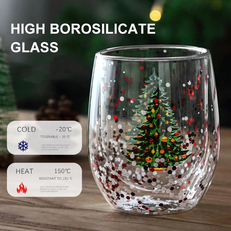 Creative Christmas Tree Heat-Resistant Double Wall Glass Cup