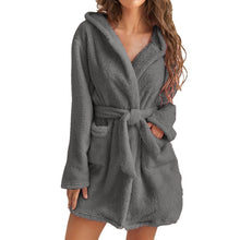 Load image into Gallery viewer, Hooded Plush Warm Bathrobe
