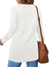 Load image into Gallery viewer, Women Twist Front Long Sleeve Crew Neck Shirts
