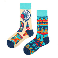 Load image into Gallery viewer, Asymmetrical Lovebirds High Cotton Socks
