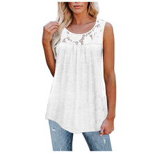 Load image into Gallery viewer, Women&#39;s Fashion O-Neck Sleeveless Tops Casual Lace Patchwork Hem Tank Tops
