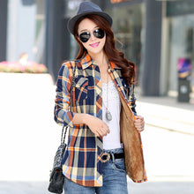 Load image into Gallery viewer, Winter Warm Women Velvet Thicke Plaid Shirt
