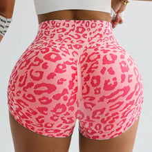 Load image into Gallery viewer, High-waisted Leopard Print Gym Shorts
