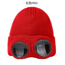 Load image into Gallery viewer, Unisex windproof glasses with cashmere knitted hat
