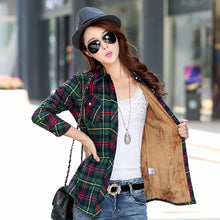 Load image into Gallery viewer, Winter Warm Women Velvet Thicke Plaid Shirt
