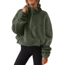 Load image into Gallery viewer, Women's Plush Half-zip Stand-up Collar Sweatshirt
