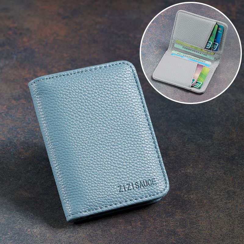 Multi-card Slot Solid Color Portable PU Leather Card