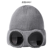 Load image into Gallery viewer, Unisex windproof glasses with cashmere knitted hat
