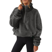 Load image into Gallery viewer, Women's Plush Half-zip Stand-up Collar Sweatshirt
