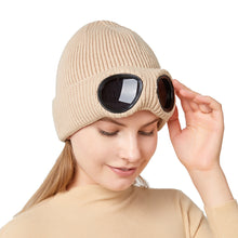 Load image into Gallery viewer, Unisex windproof glasses with cashmere knitted hat
