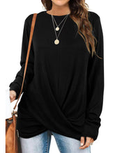 Load image into Gallery viewer, Women Twist Front Long Sleeve Crew Neck Shirts
