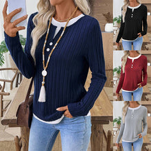 Load image into Gallery viewer, Autumn and Winter Women's Fake Two-piece Long-sleeved T-shirt

