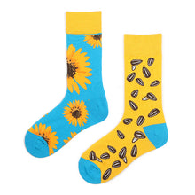 Load image into Gallery viewer, Asymmetrical Lovebirds High Cotton Socks
