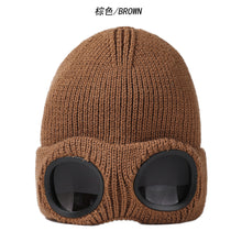 Load image into Gallery viewer, Unisex windproof glasses with cashmere knitted hat
