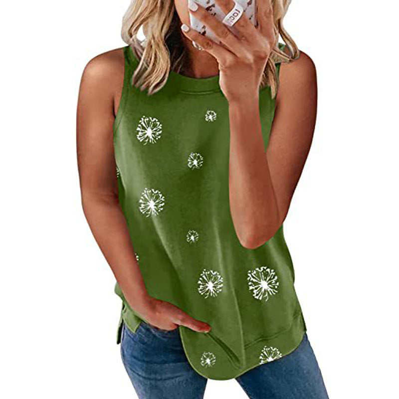 Womens Crewneck Tank Tops Casual Loose Sleeveless Blouse Shirts