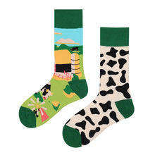 Load image into Gallery viewer, Asymmetrical Lovebirds High Cotton Socks
