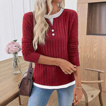 Load image into Gallery viewer, Autumn and Winter Women's Fake Two-piece Long-sleeved T-shirt
