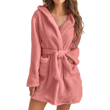 Load image into Gallery viewer, Hooded Plush Warm Bathrobe
