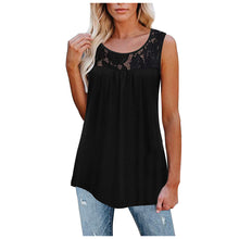 Load image into Gallery viewer, Women&#39;s Fashion O-Neck Sleeveless Tops Casual Lace Patchwork Hem Tank Tops
