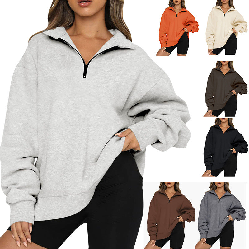 Fleece Half Zipper Pullover Long Sleeve