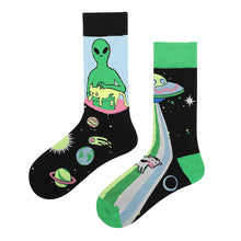 Load image into Gallery viewer, Asymmetrical Lovebirds High Cotton Socks
