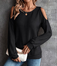 Load image into Gallery viewer, Autumn Women&#39;s Knitted Sweater with Open Shoulders Long Sleeve Crop Top
