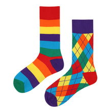 Load image into Gallery viewer, Asymmetrical Lovebirds High Cotton Socks
