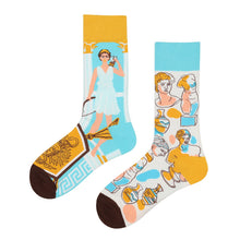 Load image into Gallery viewer, Asymmetrical Lovebirds High Cotton Socks
