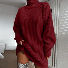 Load image into Gallery viewer, Women&#39;s Turtleneck Mid-length Knitted Sweater
