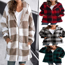 Load image into Gallery viewer, Women&#39;s Zip Hoodie Plaid Sweatshirt

