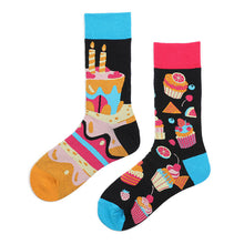 Load image into Gallery viewer, Asymmetrical Lovebirds High Cotton Socks
