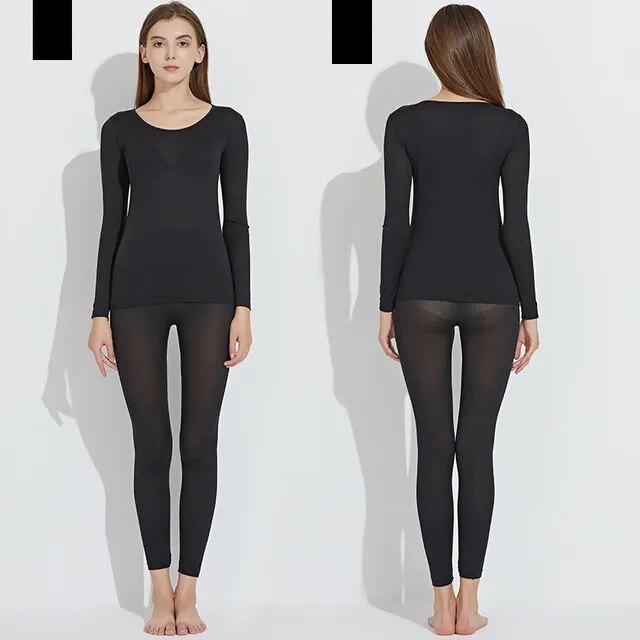 Women Traceless Thermal Underwear Set Constant Temperature Long Sleeve