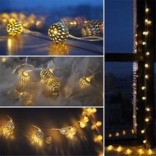 Load image into Gallery viewer, Fairy Moroccan Hollow Metal Ball LED String Lights
