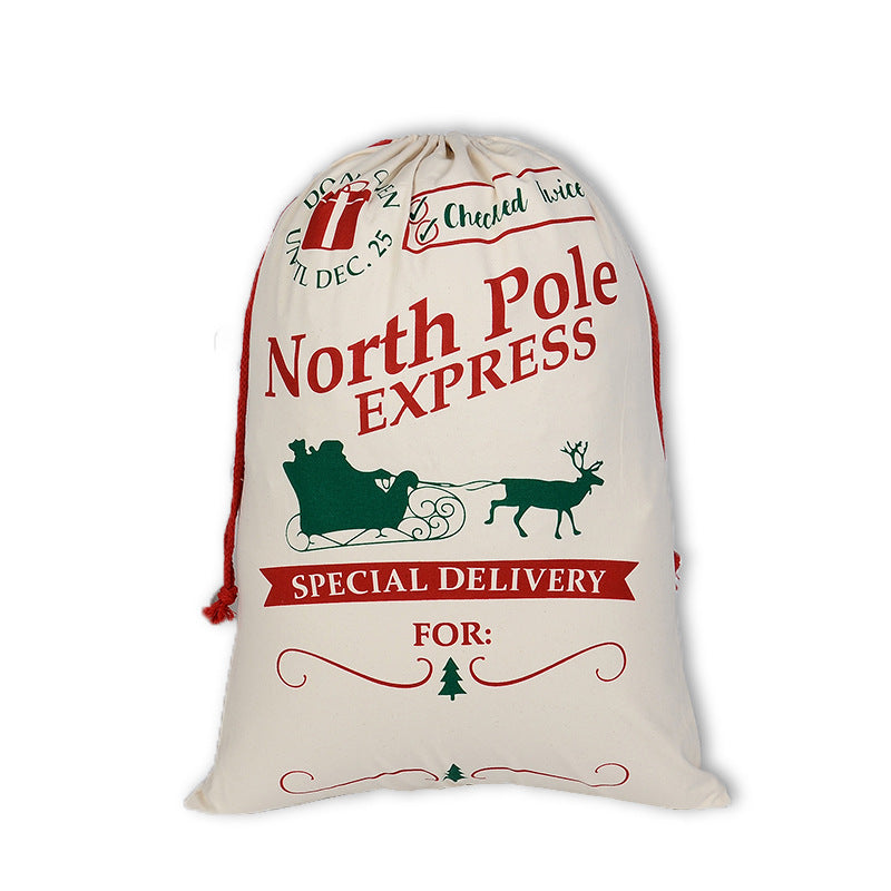 Cotton Burlap Santa Xmas Personalize Present Bag