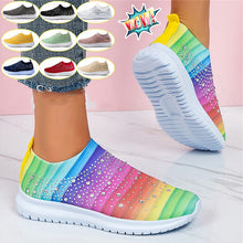 Load image into Gallery viewer, New Colors Women Fashion Rainbow Flat Shoes Knitting Breathable Mesh Sneakers
