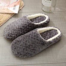 Load image into Gallery viewer, Womens Mens Striped Warm Anti-slip Shoes Soft Cotton Slippers Home Indoor Sandal
