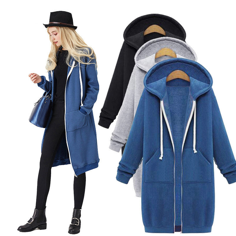 Autumn and winter women's medium long sweater long coat