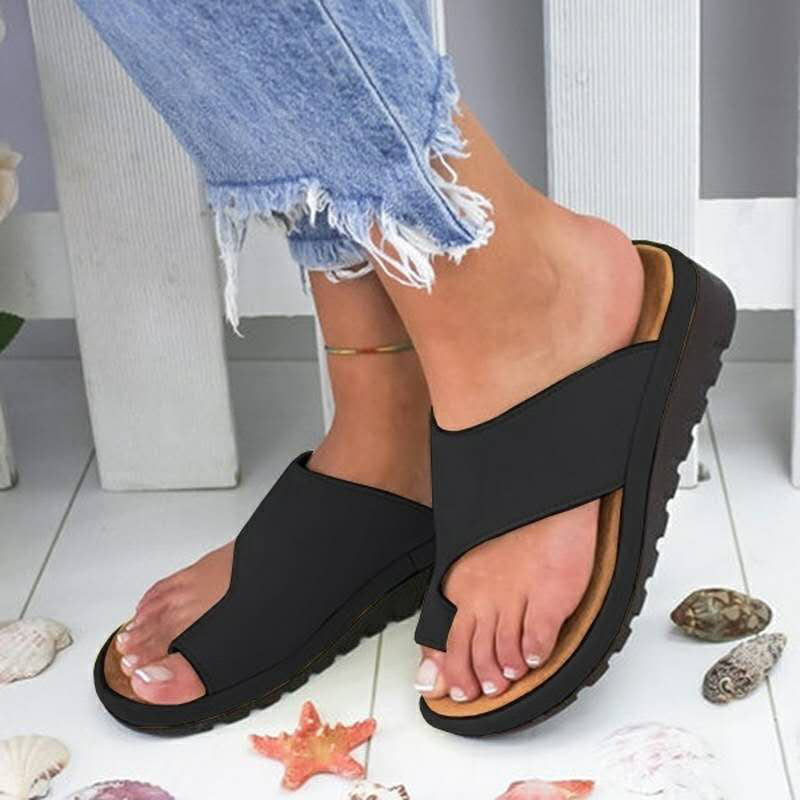 Ladies platform slip-on slippers