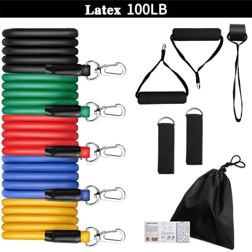 11 Pcs Latex Tube Resistance Bands Exercise Training Equipment