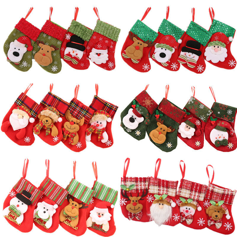 4 Pack Christmas Stocking Gift Bag Pendant