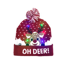Load image into Gallery viewer, Christmas New Cuffed Ball Knit Hat With LED Colorful Dazzle Lights
