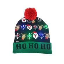 Load image into Gallery viewer, Christmas New Cuffed Ball Knit Hat With LED Colorful Dazzle Lights
