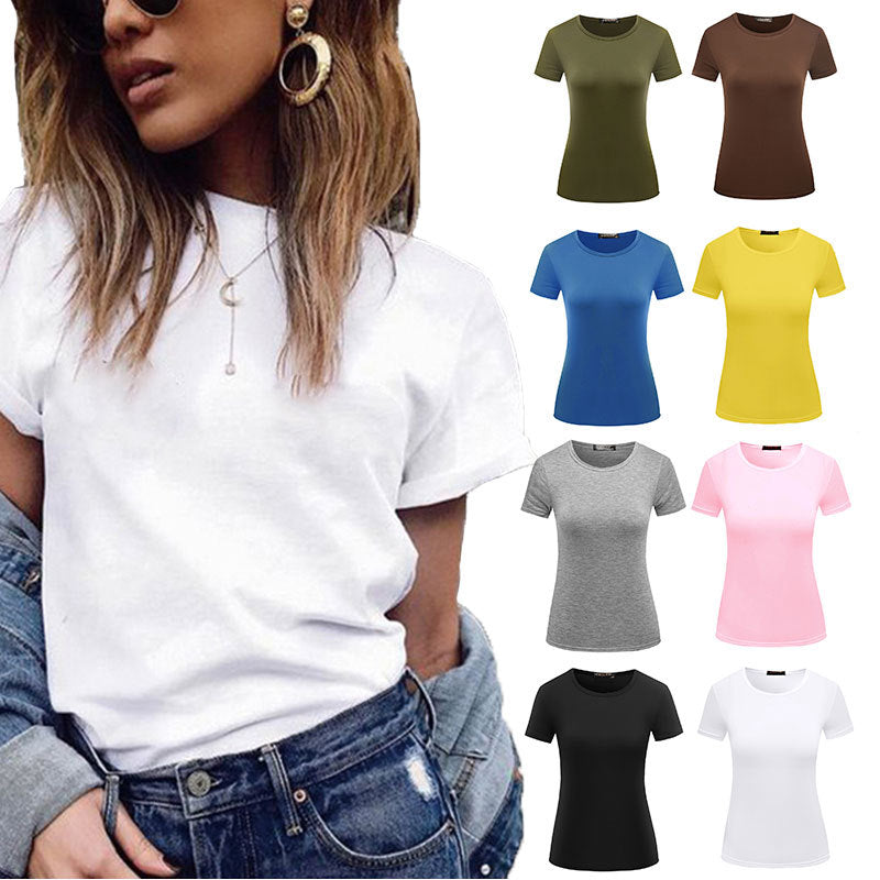women's fashion solid color t-shirt