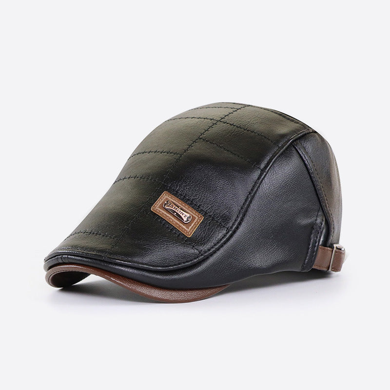 Men's Warm PU Leather Flat Cap